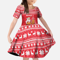 Belarus Christmas Family Matching Off The Shoulder Long Sleeve Dress and Hawaiian Shirt with Santa Gingerbread Playing Chess National Emblem and Nordic Pattern Design - Wonder Print Shop