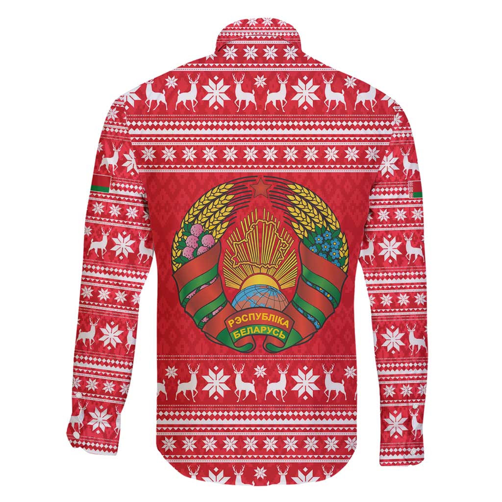 Belarus Christmas Family Matching Off Shoulder Maxi Dress and Hawaiian Shirt with Santa Gingerbread Playing Chess National Emblem and Nordic Pattern Design - Wonder Print Shop