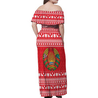 Belarus Christmas Family Matching Off Shoulder Maxi Dress and Hawaiian Shirt with Santa Gingerbread Playing Chess National Emblem and Nordic Pattern Design - Wonder Print Shop