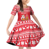 Belarus Christmas Family Matching Off Shoulder Short Dress and Hawaiian Shirt with Santa Gingerbread Playing Chess National Emblem and Nordic Pattern Design - Wonder Print Shop