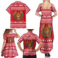 Belarus Christmas Family Matching Summer Maxi Dress and Hawaiian Shirt with Santa Gingerbread Playing Chess National Emblem and Nordic Pattern Design - Wonder Print Shop