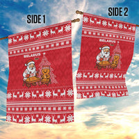 Belarus Christmas Garden Flag with Santa Gingerbread Playing Chess National Emblem and Nordic Pattern Design - Wonder Print Shop
