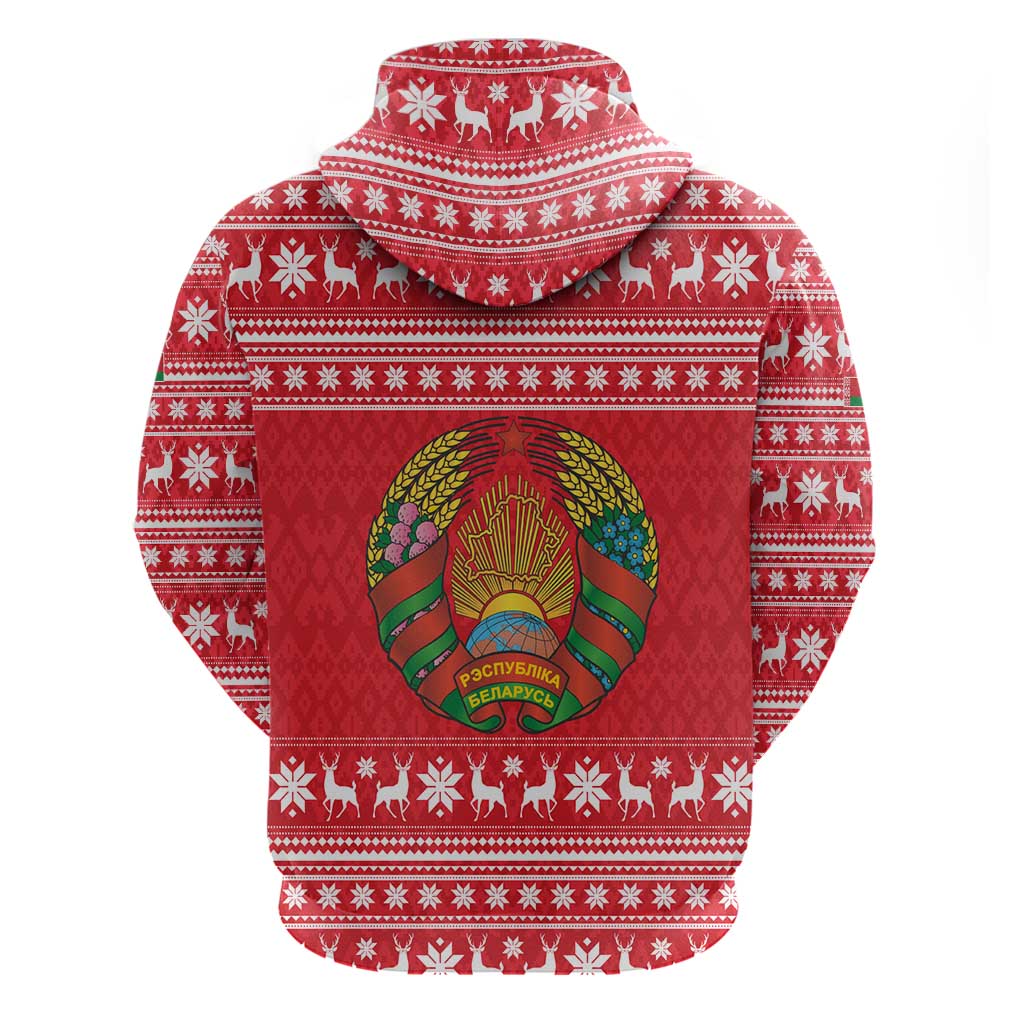 Belarus Christmas Hoodie with Santa Gingerbread Playing Chess National Emblem and Nordic Pattern Design - Wonder Print Shop