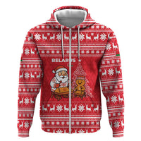 Belarus Christmas Hoodie with Santa Gingerbread Playing Chess National Emblem and Nordic Pattern Design - Wonder Print Shop