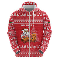 Belarus Christmas Hoodie with Santa Gingerbread Playing Chess National Emblem and Nordic Pattern Design - Wonder Print Shop