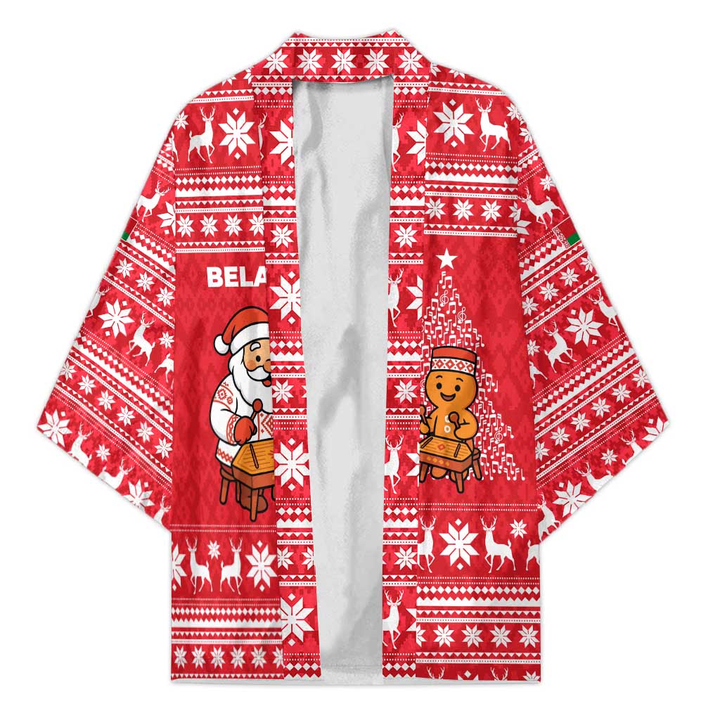 Belarus Christmas Kimono with Santa Gingerbread Playing Chess National Emblem and Nordic Pattern Design - Wonder Print Shop