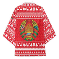 Belarus Christmas Kimono with Santa Gingerbread Playing Chess National Emblem and Nordic Pattern Design - Wonder Print Shop