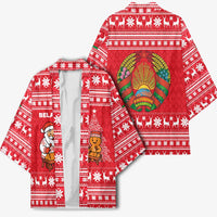 Belarus Christmas Kimono with Santa Gingerbread Playing Chess National Emblem and Nordic Pattern Design - Wonder Print Shop
