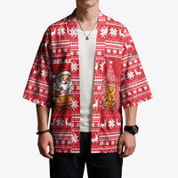 Belarus Christmas Kimono with Santa Gingerbread Playing Chess National Emblem and Nordic Pattern Design - Wonder Print Shop