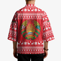 Belarus Christmas Kimono with Santa Gingerbread Playing Chess National Emblem and Nordic Pattern Design - Wonder Print Shop