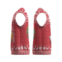 Belarus Christmas Knitted V-Neck Vest with Santa Gingerbread Playing Chess National Emblem and Nordic Pattern Design - Wonder Print Shop