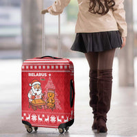 Belarus Christmas Luggage Cover with Santa Gingerbread Playing Chess National Emblem and Nordic Pattern Design - Wonder Print Shop