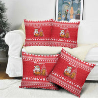 Belarus Christmas Pillow Cover with Santa Gingerbread Playing Chess National Emblem and Nordic Pattern Design - Wonder Print Shop
