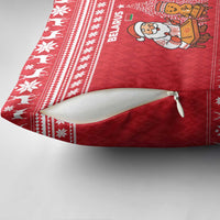Belarus Christmas Pillow Cover with Santa Gingerbread Playing Chess National Emblem and Nordic Pattern Design - Wonder Print Shop