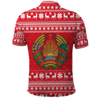Belarus Christmas Polo Shirt with Santa Gingerbread Playing Chess National Emblem and Nordic Pattern Design - Wonder Print Shop