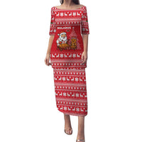 Belarus Christmas Puletasi with Santa Gingerbread Playing Chess National Emblem and Nordic Pattern Design - Wonder Print Shop