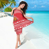 Belarus Christmas Sarong with Santa Gingerbread Playing Chess National Emblem and Nordic Pattern Design - Wonder Print Shop