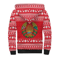 Belarus Christmas Sherpa Hoodie with Santa Gingerbread Playing Chess National Emblem and Nordic Pattern Design - Wonder Print Shop