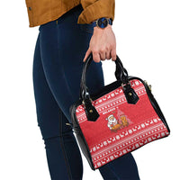 Belarus Christmas Shoulder Handbag with Santa Gingerbread Playing Chess National Emblem and Nordic Pattern Design - Wonder Print Shop