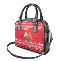Belarus Christmas Shoulder Handbag with Santa Gingerbread Playing Chess National Emblem and Nordic Pattern Design - Wonder Print Shop