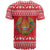 Belarus Christmas T Shirt with Santa Gingerbread Playing Chess National Emblem and Nordic Pattern Design - Wonder Print Shop