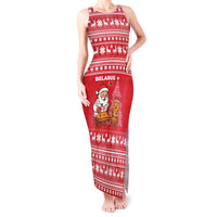 Belarus Christmas Tank Maxi Dress with Santa Gingerbread Playing Chess National Emblem and Nordic Pattern Design - Wonder Print Shop