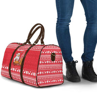 Belarus Christmas Travel Bag with Santa Gingerbread Playing Chess National Emblem and Nordic Pattern Design - Wonder Print Shop