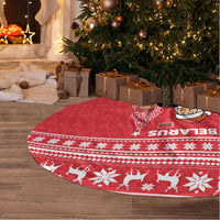 Belarus Christmas Tree Skirt with Santa Gingerbread Playing Chess National Emblem and Nordic Pattern Design - Wonder Print Shop
