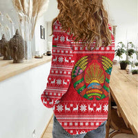 Belarus Christmas Women Casual Shirt with Santa Gingerbread Playing Chess National Emblem and Nordic Pattern Design - Wonder Print Shop