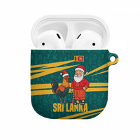 Sri Lanka Christmas AirPods Case with Santa Claus Rooster Festive Pattern and National Flag Design - Wonder Print Shop
