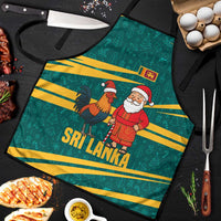Sri Lanka Christmas Apron with Santa Claus Rooster Festive Pattern and National Flag Design - Wonder Print Shop