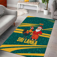 Sri Lanka Christmas Area Rug with Santa Claus Rooster Festive Pattern and National Flag Design - Wonder Print Shop