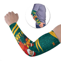 Sri Lanka Christmas Arm Sleeves with Santa Claus Rooster Festive Pattern and National Flag Design - Wonder Print Shop