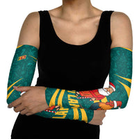 Sri Lanka Christmas Arm Sleeves with Santa Claus Rooster Festive Pattern and National Flag Design - Wonder Print Shop