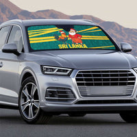 Sri Lanka Christmas Auto Sun Shade with Santa Claus Rooster Festive Pattern and National Flag Design - Wonder Print Shop
