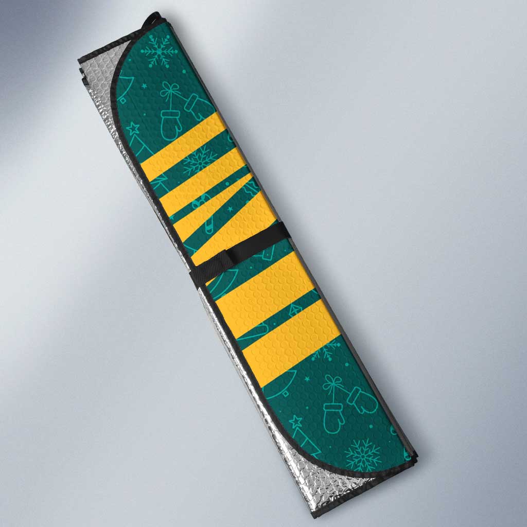 Sri Lanka Christmas Auto Sun Shade with Santa Claus Rooster Festive Pattern and National Flag Design - Wonder Print Shop