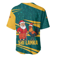 Sri Lanka Christmas Baseball Jersey with Santa Claus Rooster Festive Pattern and National Flag Design - Wonder Print Shop