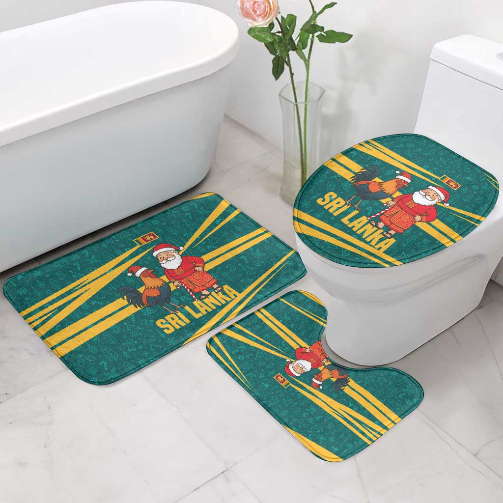 Sri Lanka Christmas Bathroom Set with Santa Claus Rooster Festive Pattern and National Flag Design - Wonder Print Shop
