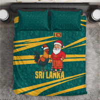 Sri Lanka Christmas Bedding Set with Santa Claus Rooster Festive Pattern and National Flag Design - Wonder Print Shop