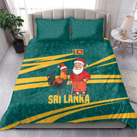 Sri Lanka Christmas Bedding Set with Santa Claus Rooster Festive Pattern and National Flag Design - Wonder Print Shop