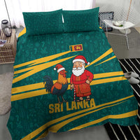 Sri Lanka Christmas Bedding Set with Santa Claus Rooster Festive Pattern and National Flag Design - Wonder Print Shop