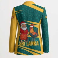 Sri Lanka Christmas Blazer with Santa Claus Rooster Festive Pattern and National Flag Design - Wonder Print Shop