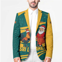 Sri Lanka Christmas Blazer with Santa Claus Rooster Festive Pattern and National Flag Design - Wonder Print Shop