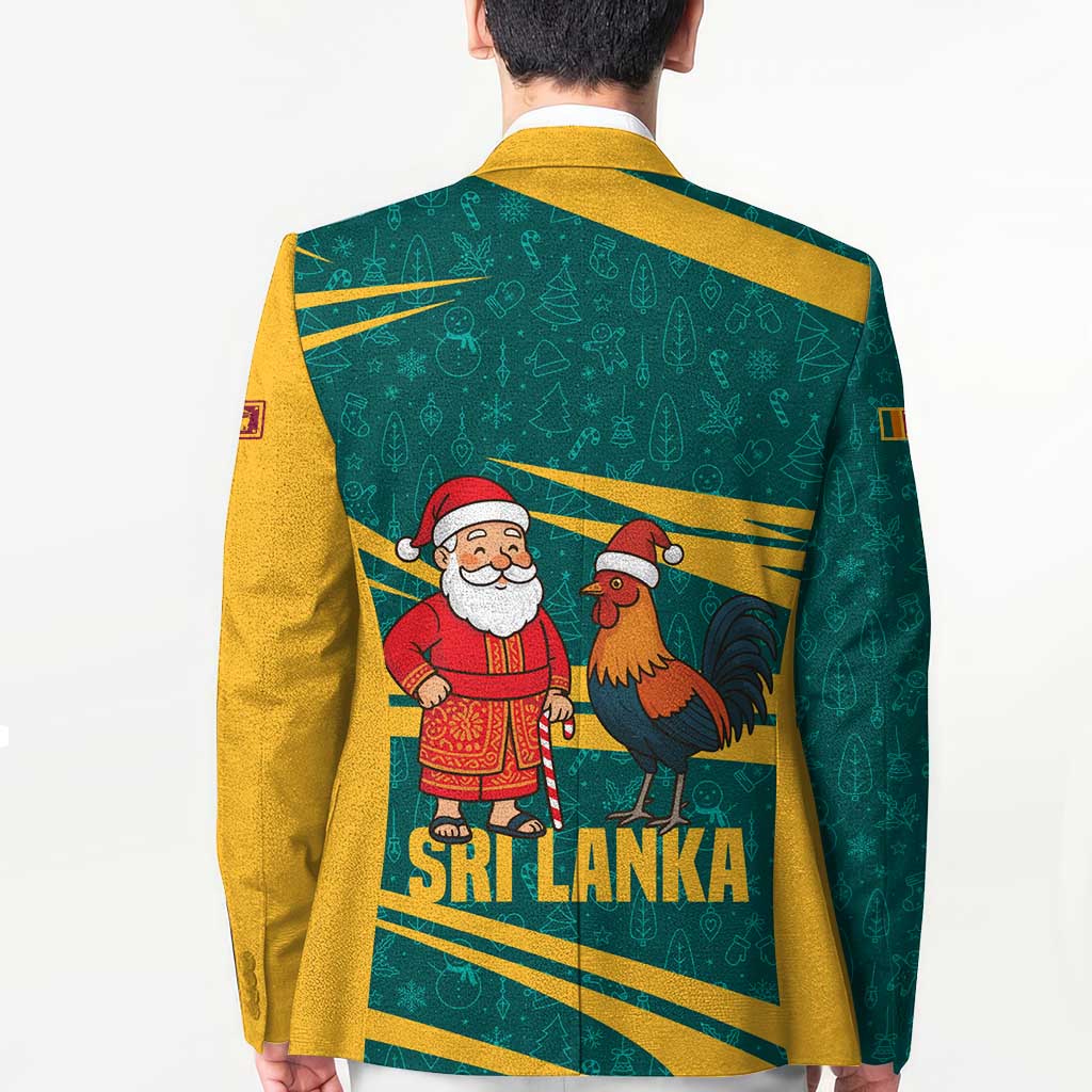 Sri Lanka Christmas Blazer with Santa Claus Rooster Festive Pattern and National Flag Design - Wonder Print Shop