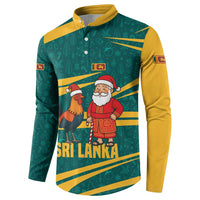 Sri Lanka Christmas Button Sweatshirt with Santa Claus Rooster Festive Pattern and National Flag Design - Wonder Print Shop