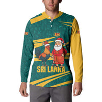 Sri Lanka Christmas Button Sweatshirt with Santa Claus Rooster Festive Pattern and National Flag Design - Wonder Print Shop