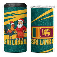 Sri Lanka Christmas 4 in 1 Can Cooler Tumbler with Santa Claus Rooster Festive Pattern and National Flag Design - Wonder Print Shop