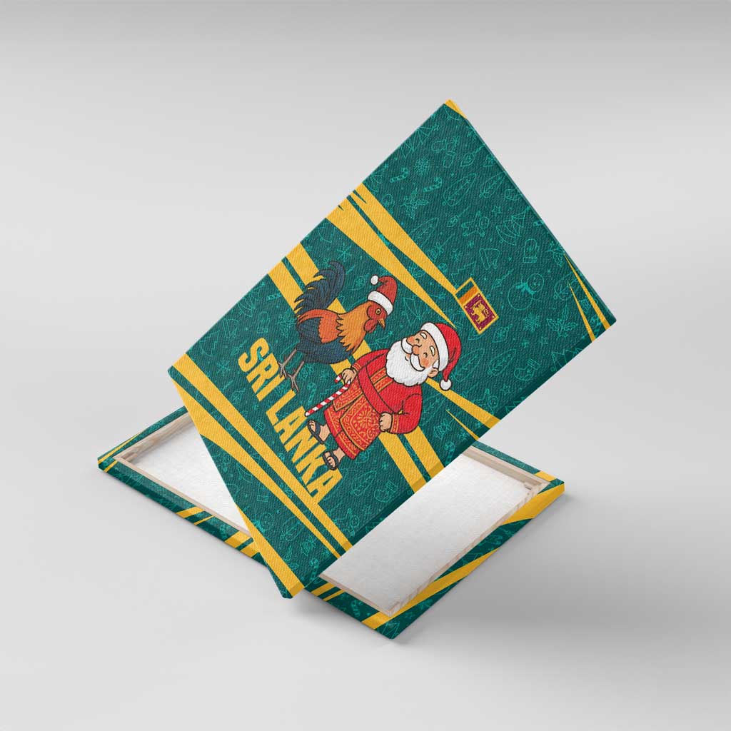 Sri Lanka Christmas Canvas Wall Art with Santa Claus Rooster Festive Pattern and National Flag Design - Wonder Print Shop
