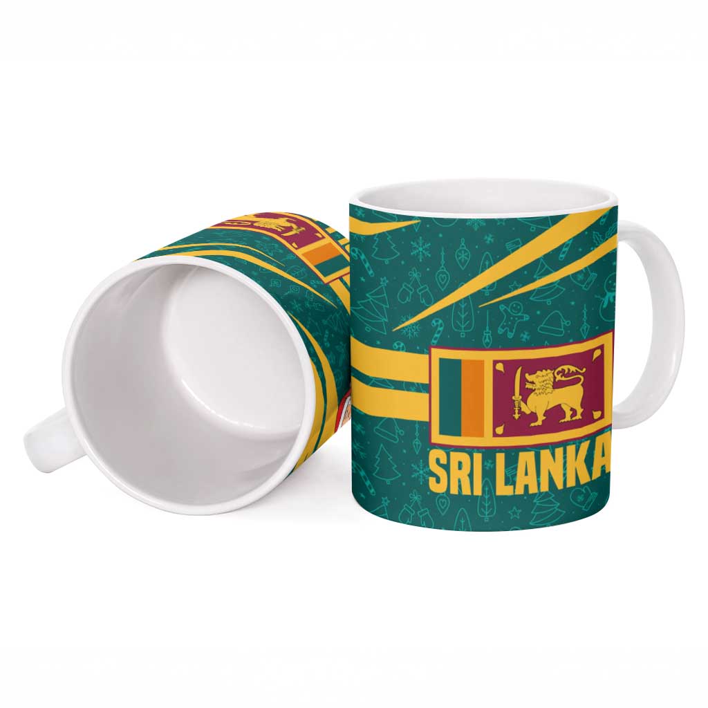 Sri Lanka Christmas Ceramic Mug with Santa Claus Rooster Festive Pattern and National Flag Design - Wonder Print Shop