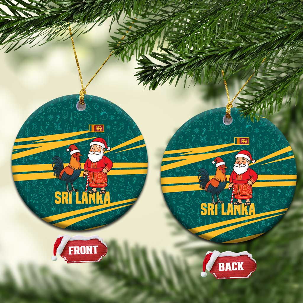 Sri Lanka Christmas Ceramic Ornament with Santa Claus Rooster Festive Pattern and National Flag Design - Wonder Print Shop